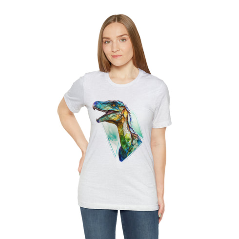 Stained Glass Velociraptor - Short Sleeve Tee